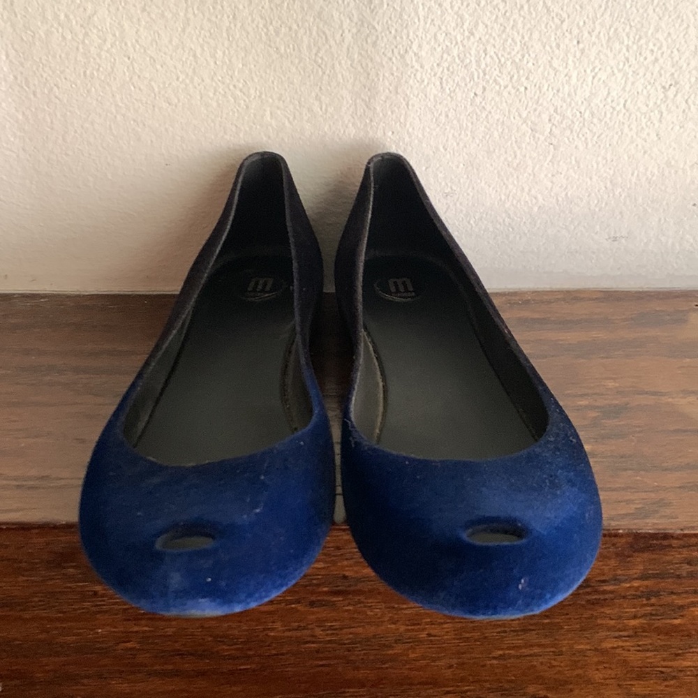 Melissa Velvet Flats black and blue ombré